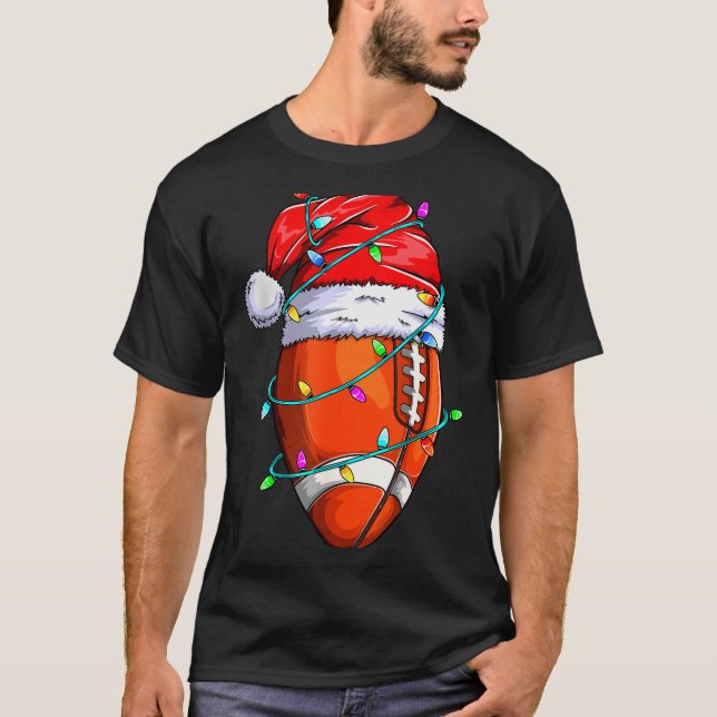 Santa Srts Design For Men Boys Christmas Football  T-Shirt (Vorderseite)