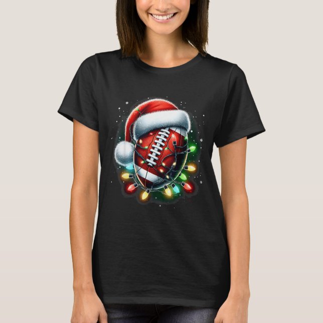 Santa Srts Design For Men Boys Christmas Football  T-Shirt (Vorderseite)