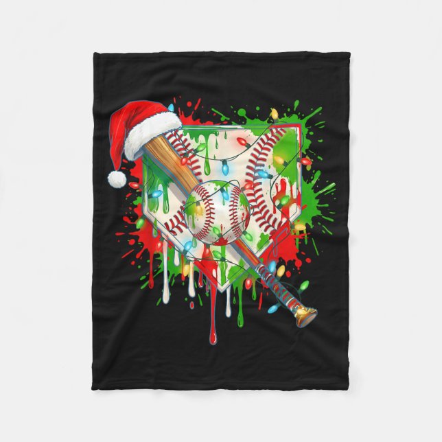 Santa Srts Ice Baseball Christmas Xmas Pajama Kid  Fleecedecke (Vorderseite)