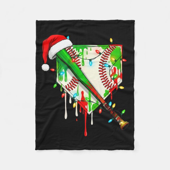 Santa Srts Ice Baseball Christmas Xmas Pajama Kid  Fleecedecke (Vorderseite)