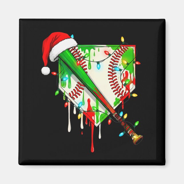 Santa Srts Ice Baseball Christmas Xmas Pajama Kid  Magnet (Vorne)