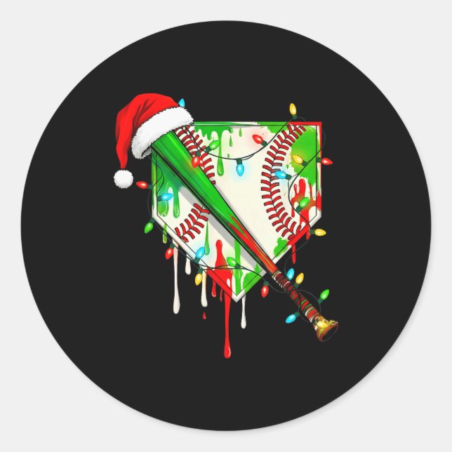 Santa Srts Ice Baseball Christmas Xmas Pajama Kid  Runder Aufkleber (Vorderseite)