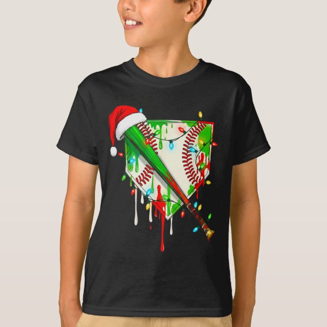 Santa Srts Ice Baseball Christmas Xmas Pajama Kid  T-Shirt (Vorderseite)