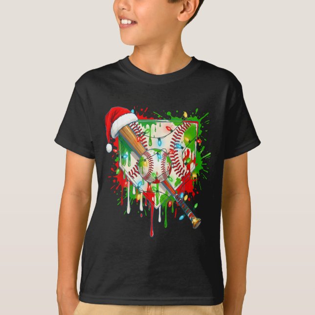 Santa Srts Ice Baseball Christmas Xmas Pajama Kid  T-Shirt (Vorderseite)