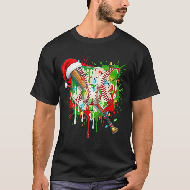 Santa Srts Ice Baseball Christmas Xmas Pajama Kid  T-Shirt (Vorderseite)