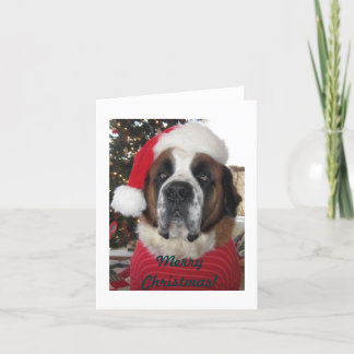 Santa St. Bernard Dog Christmas Card Feiertagskarte