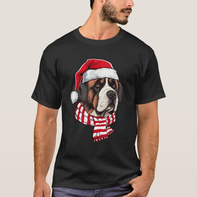 Santa St Bernard Weihnachtshund Lover Men Frauen K T-Shirt (Vorderseite)