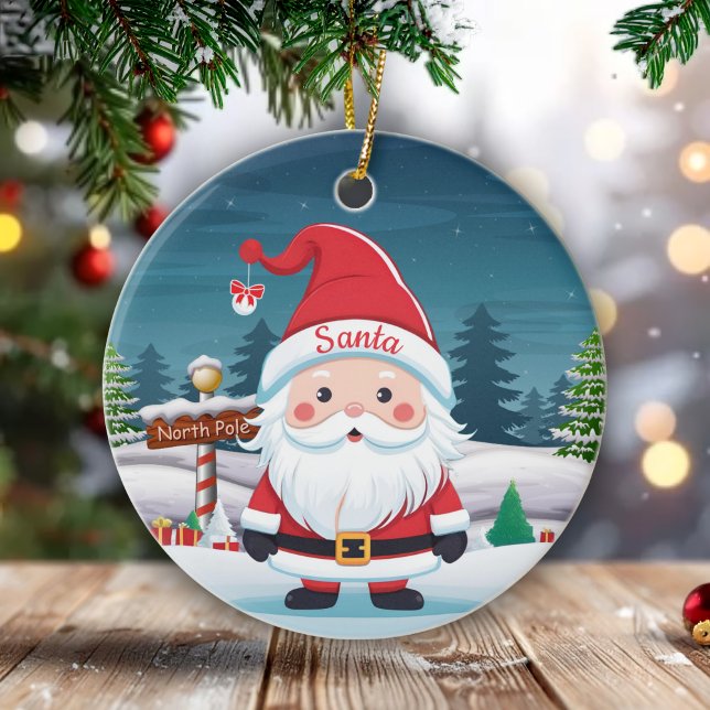 Santa, St Nicholas Kris Kringle Father Xmas 🎄🎅🏼 Keramik Ornament (Personalizable Santa Claus Christmas Berry Red Ornament Customizable Text  Holiday Decoration 🎄🎅🏼)