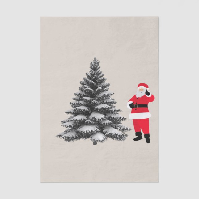 Santa standing near pine tree seidenpapier (Vorderseite)