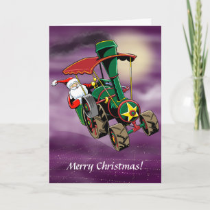 Santa Steam Tractor Karte