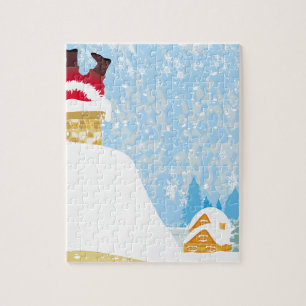 Santa steckt im Schornstein Puzzle