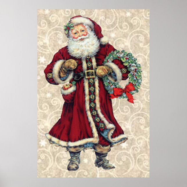 Santa stehend Vintage Poster (Vorne)