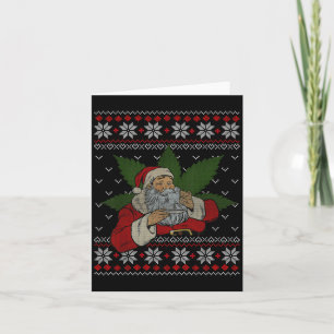 Santa Stoner Rauchen Weed Spaß Ugly Weihnachten Karte