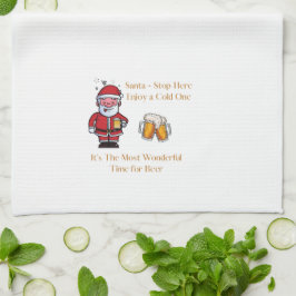 "Santa - Stopp Hier Genießen Sie einen kalten auf  Geschirrtuch