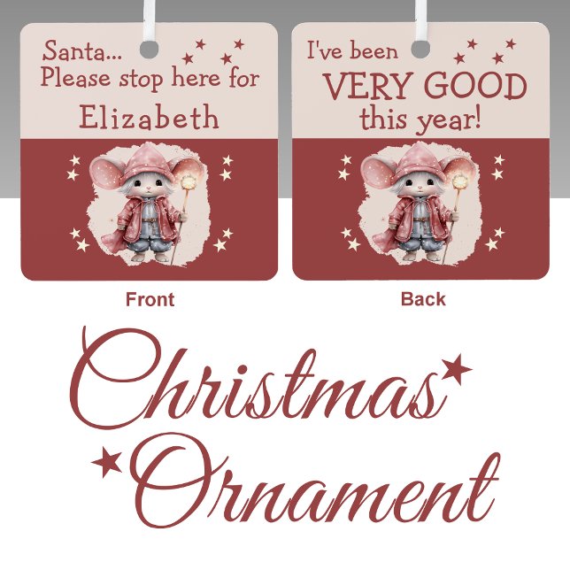 Santa Stopp hier Name niedlich Maus rosa Ornament Aus Metall (Von Creator hochgeladen)