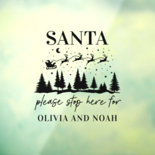 Santa Stopp hier personalisiert Weihnachten modern Fensteraufkleber