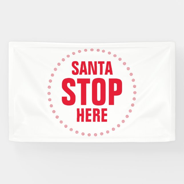 Santa Stopp Hier rot niedlich Banner (Horizontal)