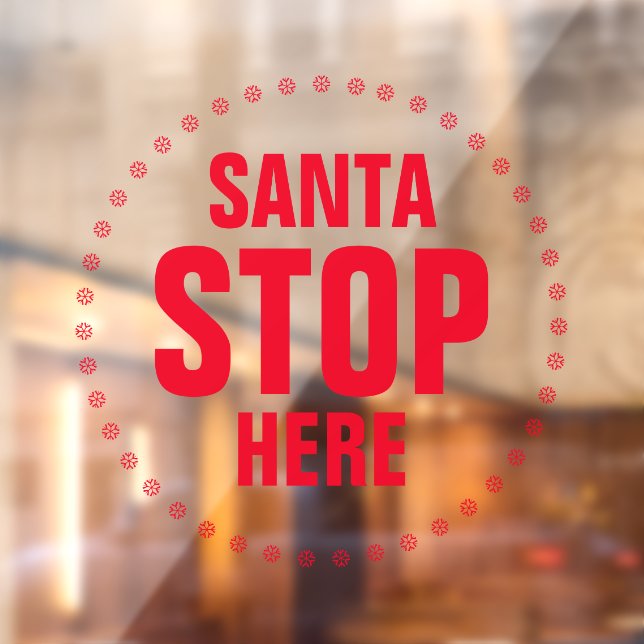 Santa Stopp Hier rot niedlich Fensteraufkleber (Blatt 2)
