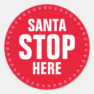 Santa Stopp Hier rot niedlich Runder Aufkleber