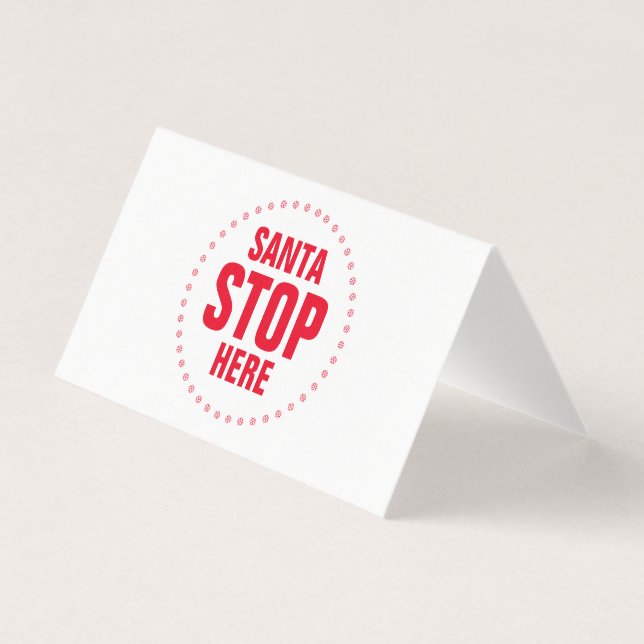 Santa Stopp Hier rot niedliches lustiges Zeichen (Vorderseite)
