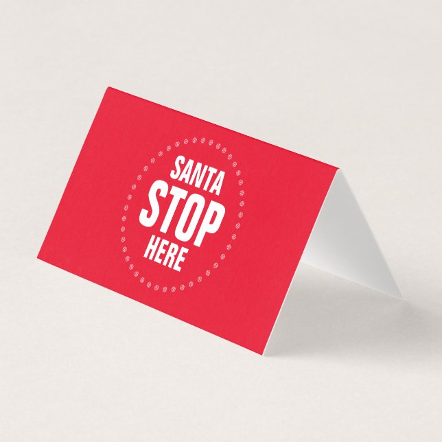 Santa Stopp Hier rot niedliches lustiges Zeichen (Vorderseite)