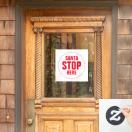 Santa Stopp Hier rot-weiß niedlich lustig Fensteraufkleber