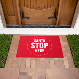 Santa Stopp Hier rot-weiß niedlich lustig Fußmatte