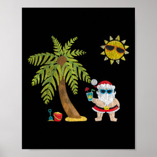 Santa Strand Tropisches Weihnachten im Juli Palmen Poster
