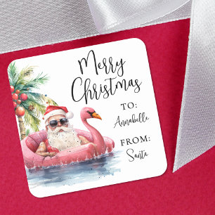 Santa Strand Weihnachts-Geschenkanhänger Aufkleber