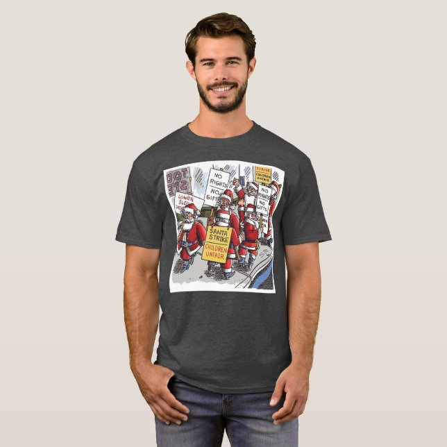 Santa-Streik-Männer-T-Shirt aus Holzkohle T-Shirt (Vorne ganz)