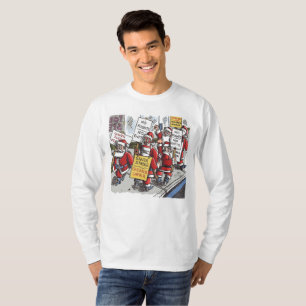 Santa-Streik-Männer weißes Langarmshirt T-Shirt