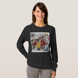 Santa Strike Damen schwarzes Langarmshirt T-Shirt