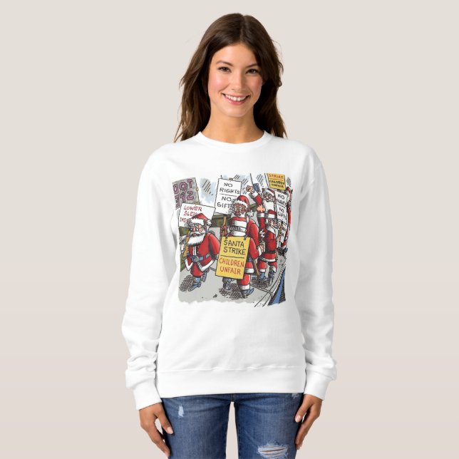 Santa Strike Damen Sweatshirt weiß (Vorne ganz)