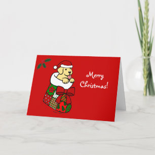Santa Strumpf Gelbe Labrador Welpe Cartoon Feiertagskarte