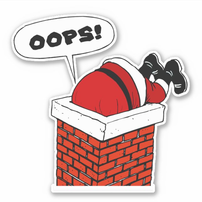 Santa Stuck in Chiminey Sticker (Vorderseite)
