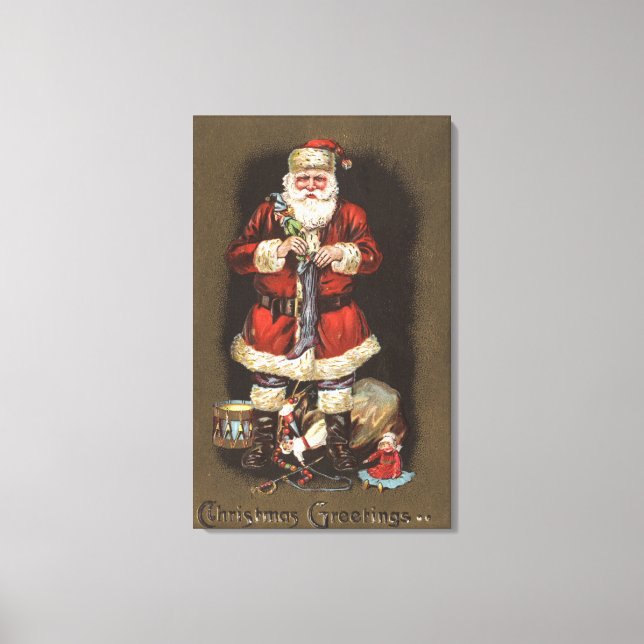 Santa Stuffing Strumpf mit Nutcracker Leinwanddruck (Vorderseite)