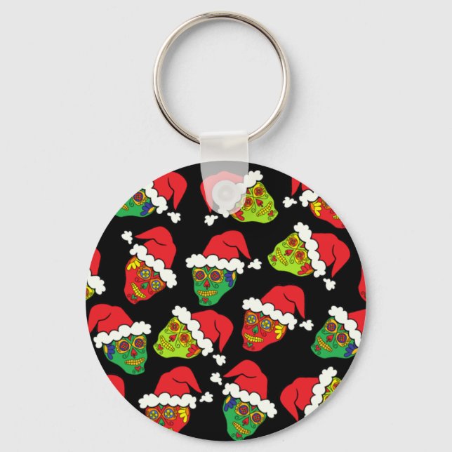 Santa Sugar Skull Schlüsselanhänger (Vorderseite)