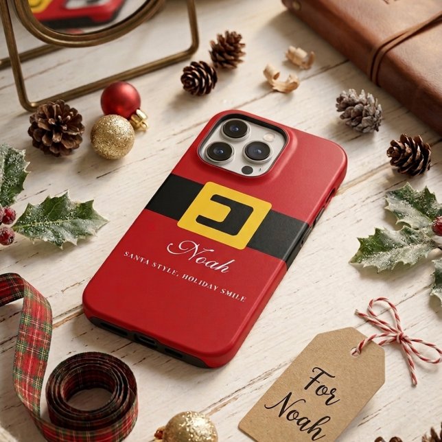 Santa Suit Holiday — Personalized Name Edition iPhone Hülle (Von Creator hochgeladen)