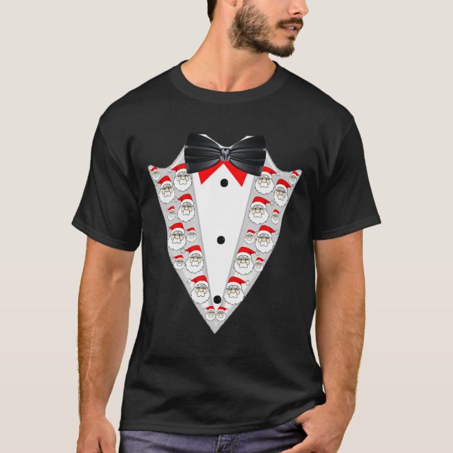 Santa Suit Pajama Tuxedo Christmas Ohrts  T-Shirt (Vorderseite)