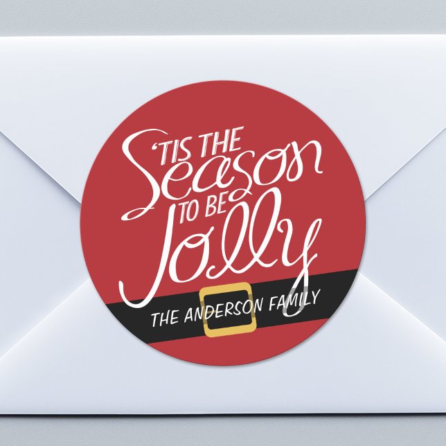 Santa Suite Buckle mit dieser Saison Runder Aufkleber (Custom Sticker for Party Favors or Envelopes)