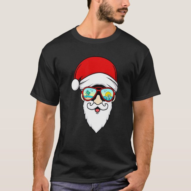 Santa Summer Hawaiian Sonnenbrille Weihnachten Str T-Shirt (Vorderseite)