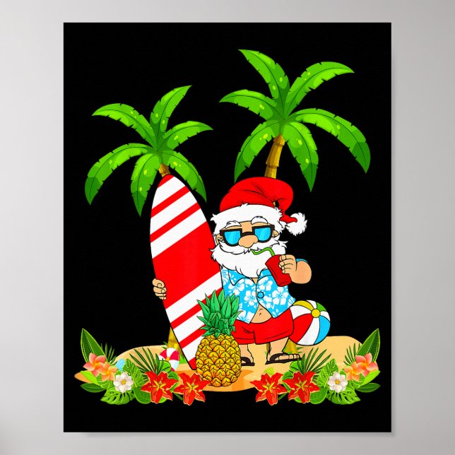Santa Summer Surfing Christmas In July Beach Vacat Poster (Vorne)