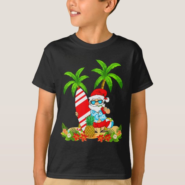 Santa Summer Surfing Christmas In July Beach Vacat T-Shirt (Vorderseite)