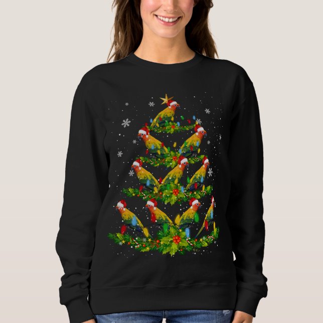 Santa Sun Conure Birds Weihnachtsbaum Lichter Sant Sweatshirt (Vorderseite)
