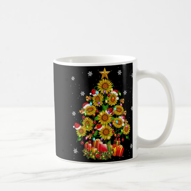 Santa Sunflower Christmas Tree Xmas Lights Santa S Kaffeetasse (Rechts)
