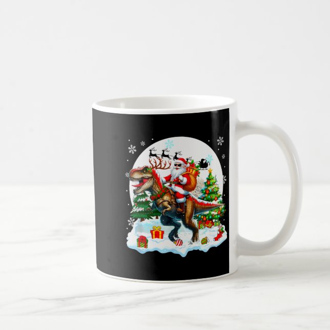 Santa Sungles Riding T-rex Reindeer Christmas Snow Kaffeetasse (Rechts)