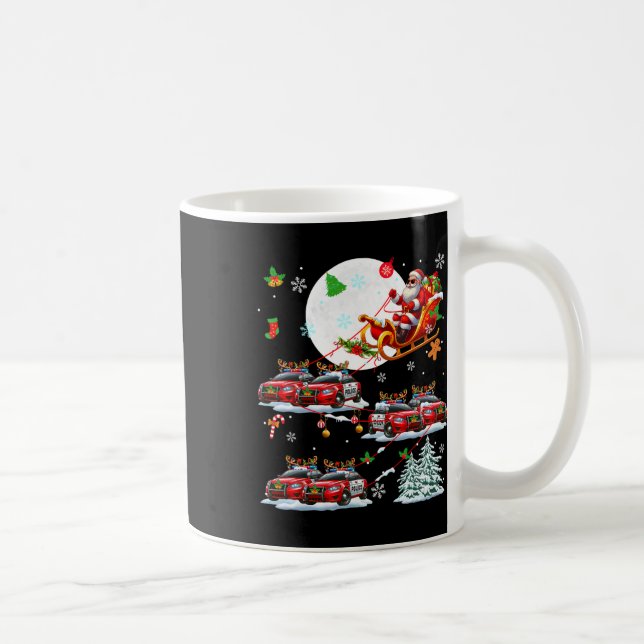 Santa Sungles Sleigh Rentier Police Cars Christma Kaffeetasse (Rechts)