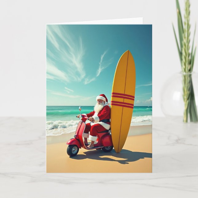 Santa-Surf-Weihnachtskarte Karte (Vorderseite)