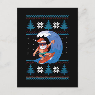 Santa surfen mit Sonnenbrille Funny Santa Postkarte