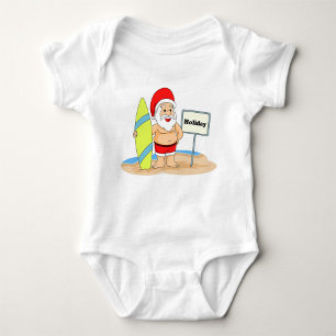 Santa Surfing Baby Strampler
